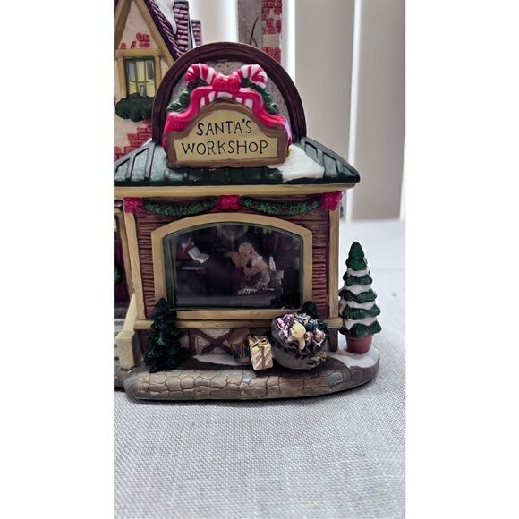 Normal Rockwell Saturday Evening Post Santas Workshop Lighted Christmas Village - Picture 8 of 11